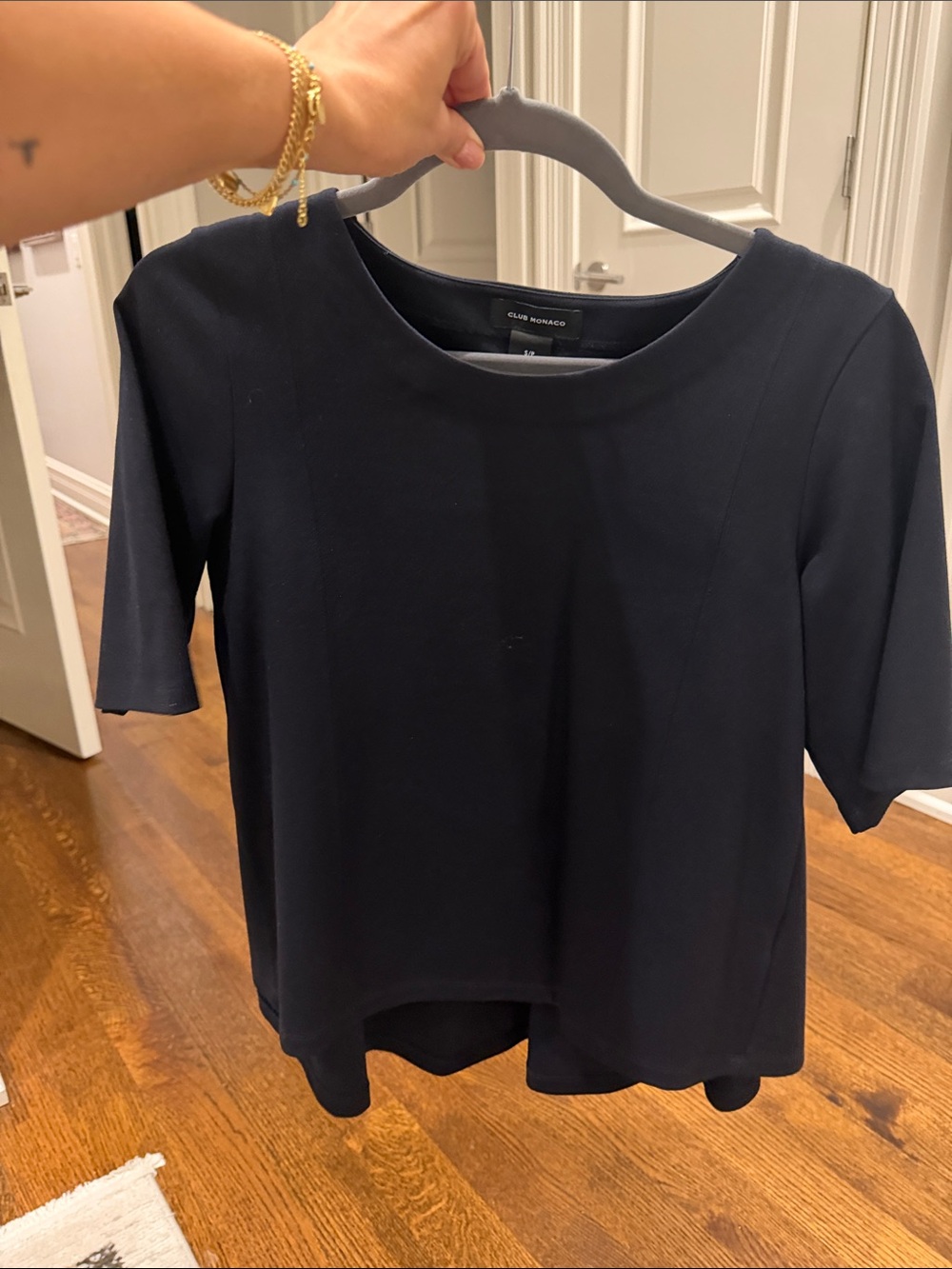 Club Monaco Navy Short-Sleeve Crewneck Top A-line